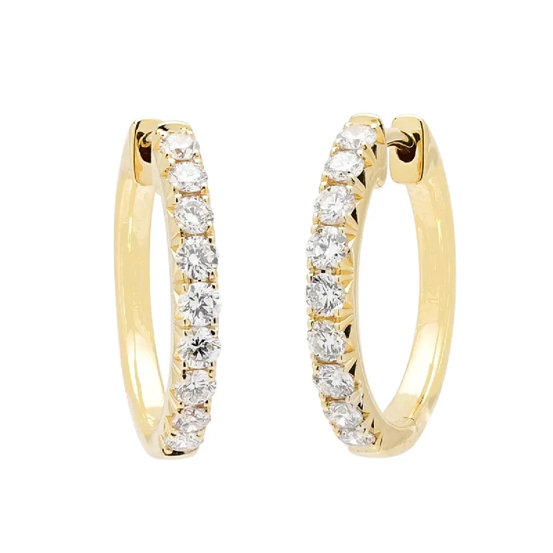 Drop Earrings with Floral Motifs -Diamond Hoop Earrings in 14kt Yellow Gold (1/2ct tw)