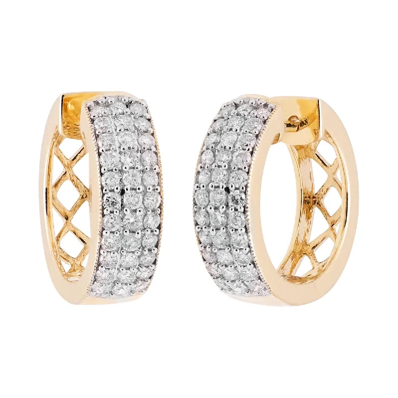 Drop Earrings with Matte Finish -Diamond Hoop Earrings in 14kt Yellow Gold (1/2ct tw)