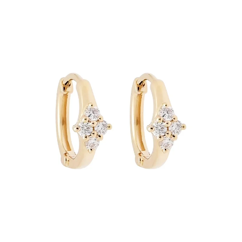 Drop Earrings for Fitness Activities -Diamond Hoop Earrings in 14kt Yellow Gold (1/7ct tw)