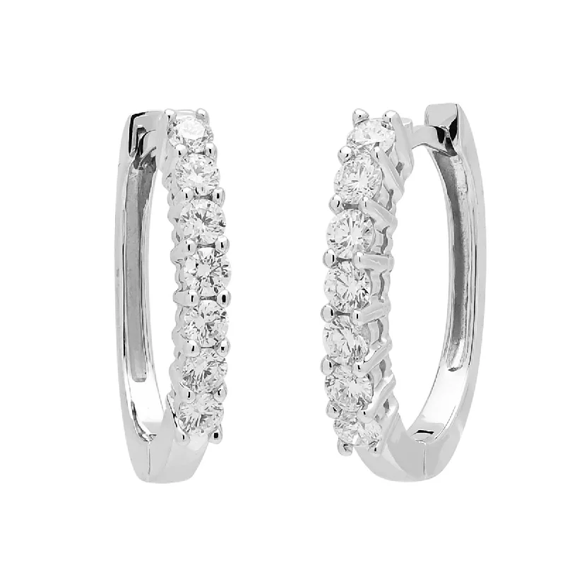 Drop Earrings with Abstract Designs -Diamond Hoop Earrings in 18kt White Gold (1/2ct tw)