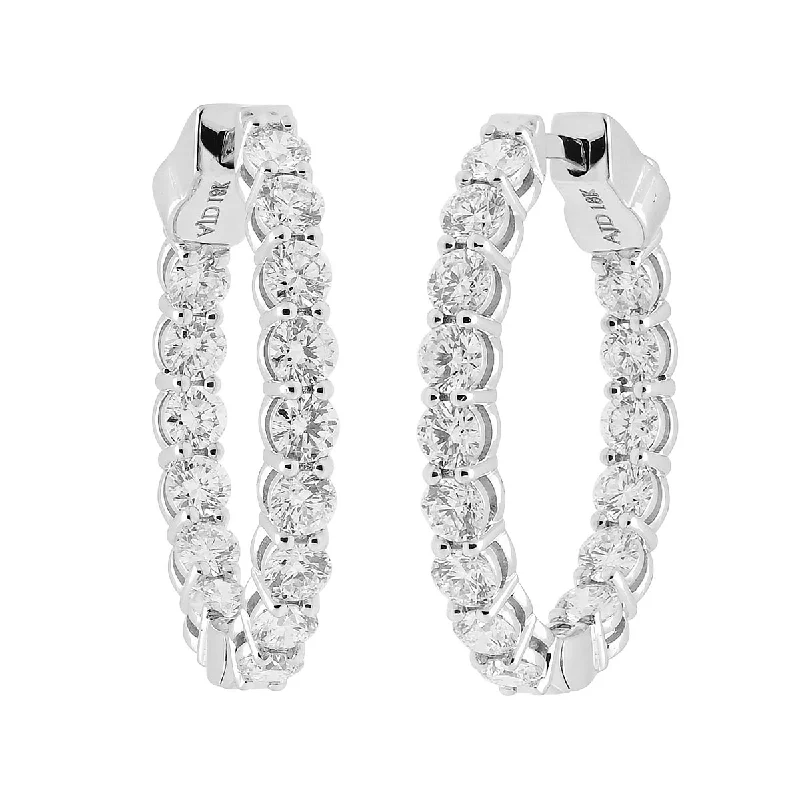 Hippie Drop Earrings with Beads -Diamond Hoop Earrings in 18kt White Gold (2 1/4ct tw)