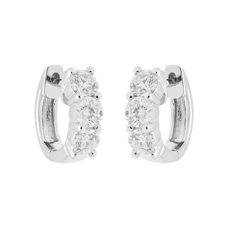 Drop Earrings with Animal Motifs -Diamond Huggie Earrings in 14kt White Gold (1 1/2ct tw)