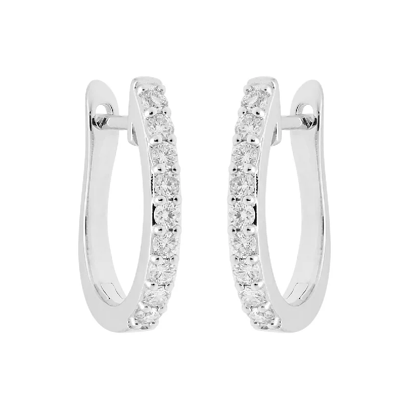 Drop Earrings with Infinity Symbols -Diamond Huggie Earrings in 14kt White Gold (1/2ct tw)