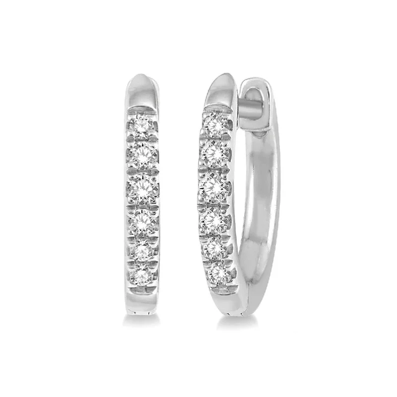 Round Drop Earrings for Classic -Diamond Huggie Hoop Earrings in 10kt White Gold (1/10ct tw)