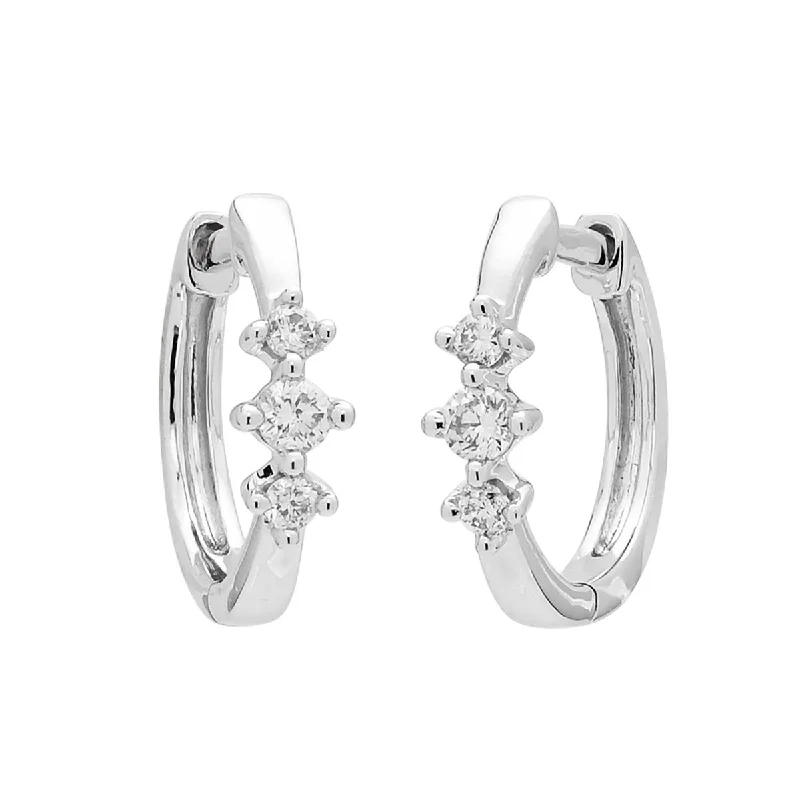 Round Drop Earrings for Classic -Diamond Huggie Hoop Earrings in 10kt White Gold (1/7ct tw)