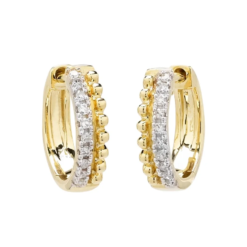 Large Drop Earrings for Statement -Diamond Huggie Hoop Earrings in 10kt Yellow Gold (1/10ct tw)