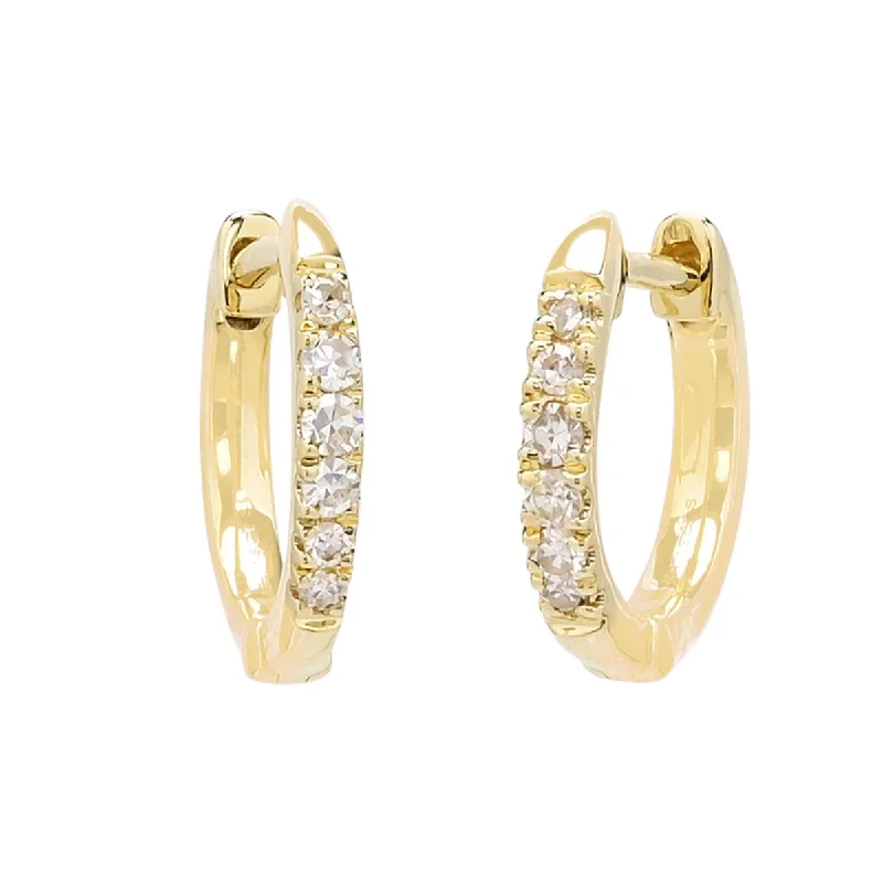 Square Drop Earrings for Modern -Diamond Huggie Hoop Earrings in 10kt Yellow Gold (1/10ct tw)