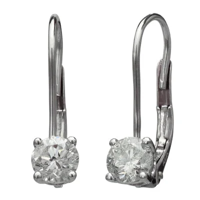 Drop Earrings for Anniversary -Diamond Leverback Earrings in 14kt White Gold (1ct tw)