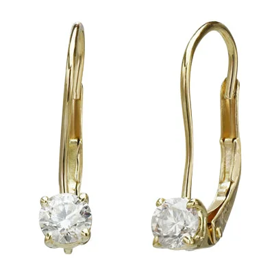 Drop Earrings with Enamel Coating -Diamond Leverback Earrings in 14kt Yellow Gold (1/2ct tw)