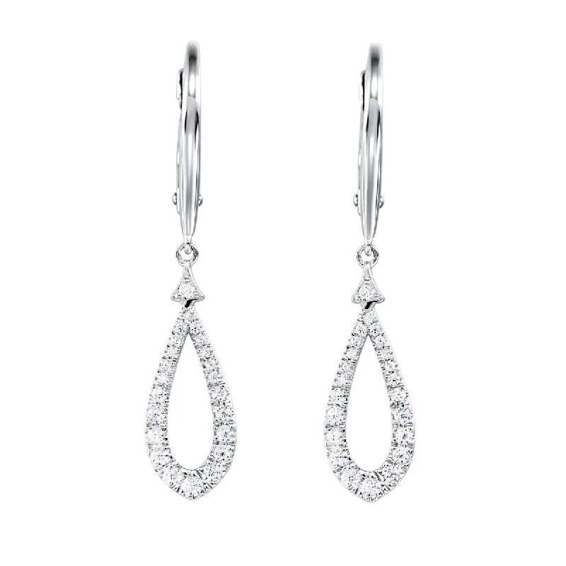 Drop Earrings with Wave Designs -Diamond Teardrop Earrings in 14kt White Gold (1/3ct tw)