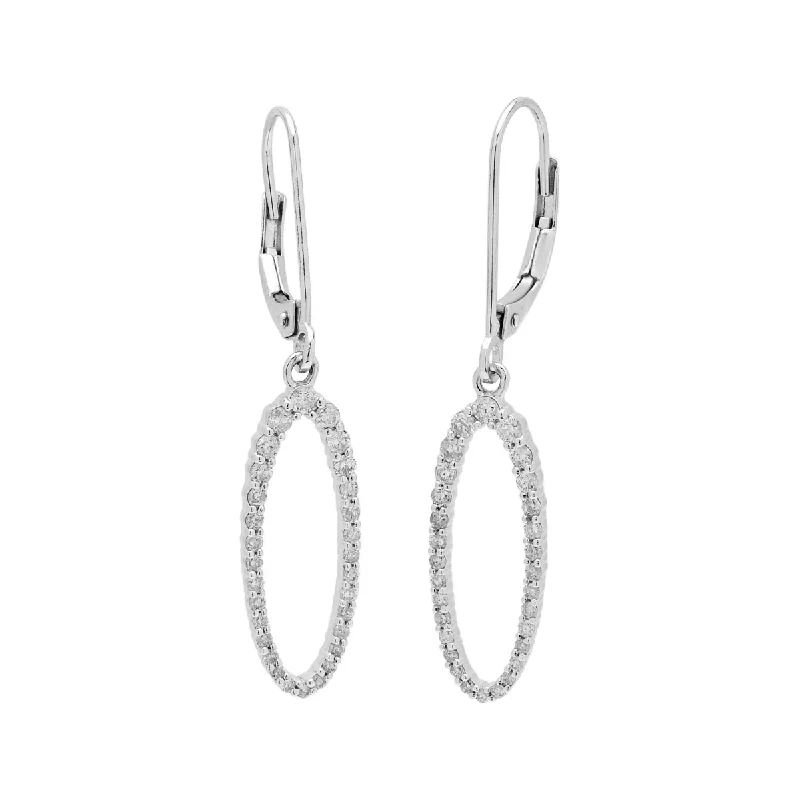 Drop Earrings for Prom Night -Diamond Oval Drop Earrings in 14kt White Gold (1/2ct tw)