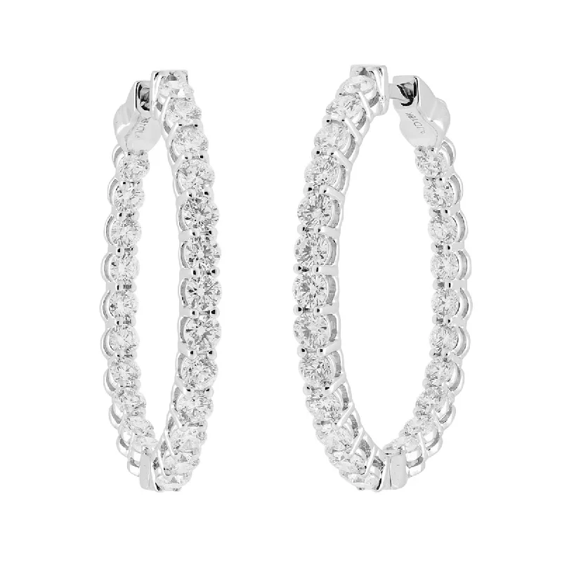 Waterproof Drop Earrings for Outdoor -Diamond Oval Hoop Earrings in 18kt White Gold (2 3/8ct tw)