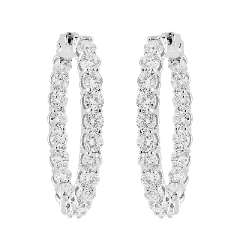 Star Shaped Drop Earrings for Charm -Diamond Oval Hoop Earrings in 18kt White Gold (4ct tw)