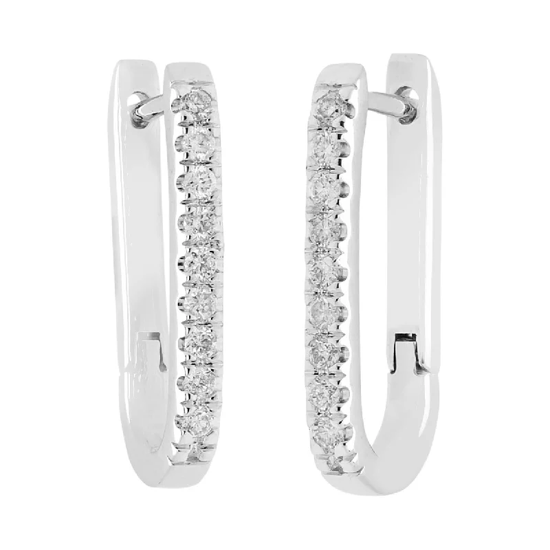 Drop Earrings with Embossed Patterns -Diamond Paperclip Hoop Earrings in 14kt White Gold (1/3ct tw)