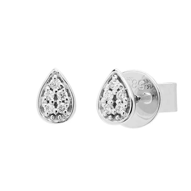 Drop Earrings for Gym Workout -Diamond Pear Shape Earrings in 14kt White Gold (1/20ct tw)