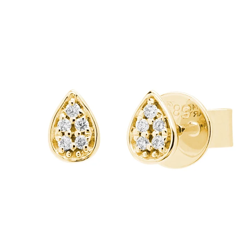 Drop Earrings for Festival Style -Diamond Pear Shape Earrings in 14kt Yellow Gold (1/20ct tw)