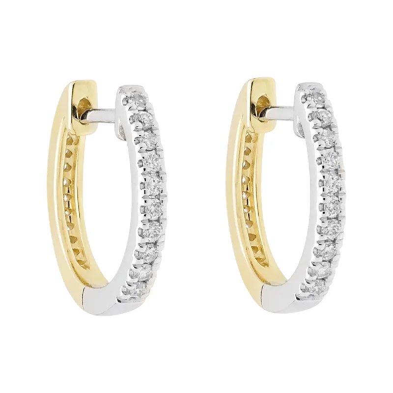 Crystal and Pearl Drop Earrings for Glamour -Diamond Reversible Hoop Earrings in 10kt White and Yellow Gold (1/4ct tw)