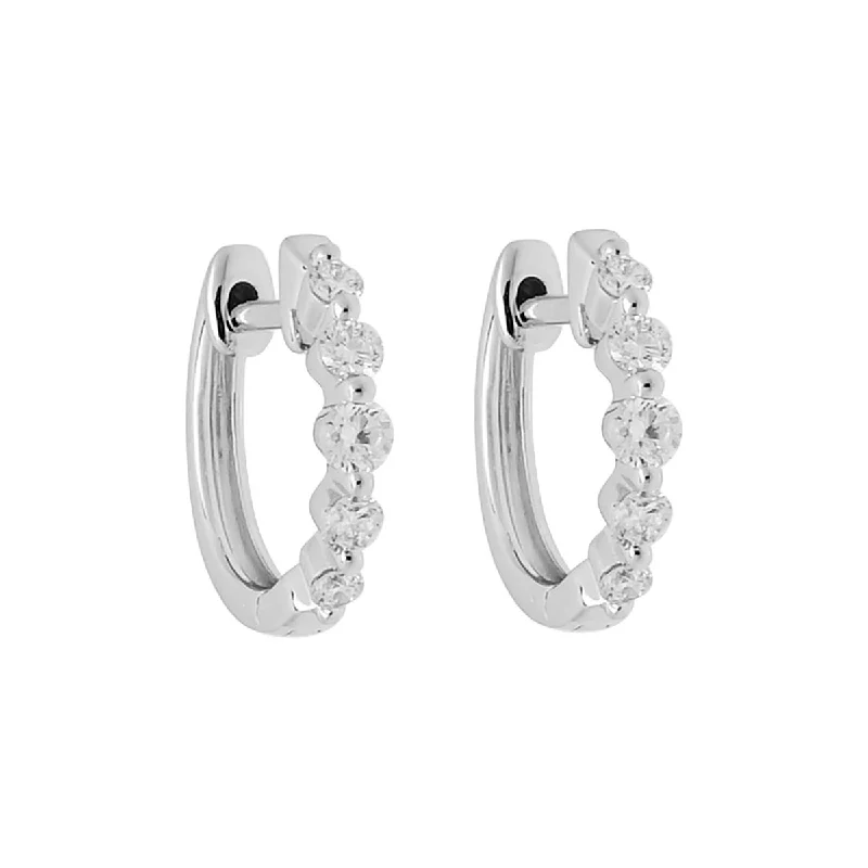 Detachable Drop Earrings with Charms -Diamond Single Prong Hoop Earrings in 14kt White Gold (1/4ct tw)