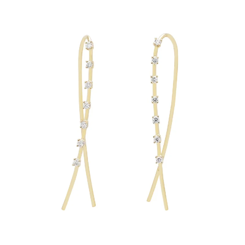 Animal Print Drop Earrings for Fun -Diamond Stick Earrings in 14kt Yellow Gold (1/3ct tw)