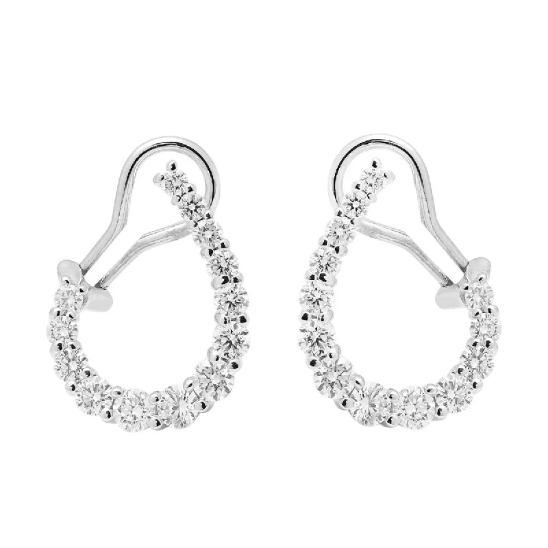 Drop Earrings with Star Motifs -Diamond U Shape Earrings in 14kt White Gold (2ct tw)