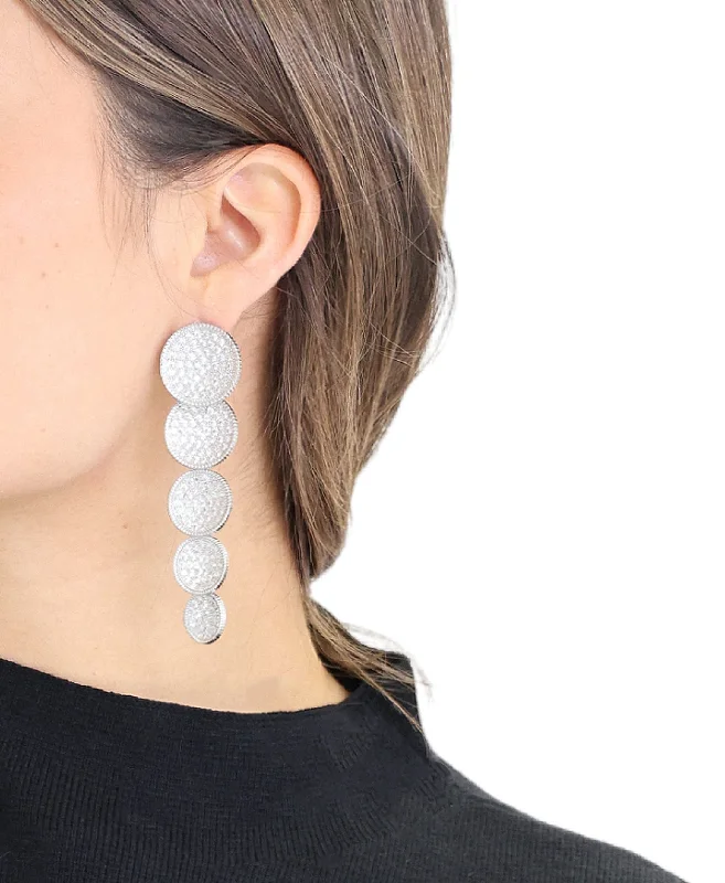 Drop Earrings with Textured Surface -Disc Drop Earrings