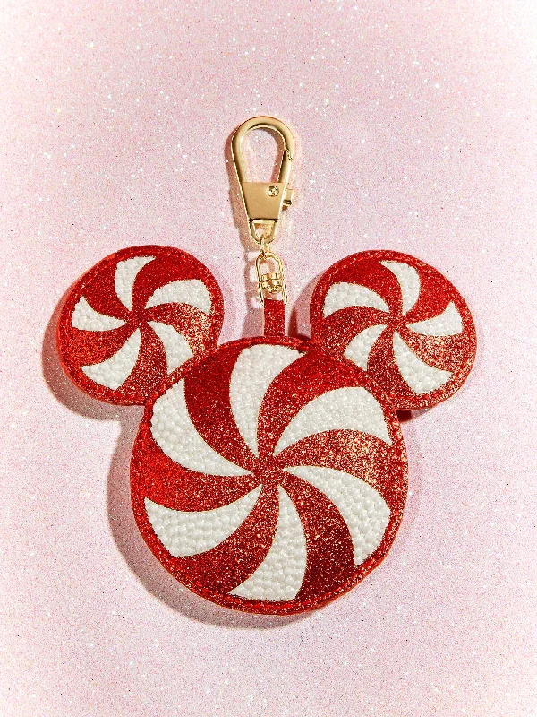 Best necklaces and pendants with heart-shaped lockets for a sentimental keepsake-Disney Mickey Mouse Candy Cane Puff Bag Charm - Disney Candy Cane Bag Puff Bag Charm