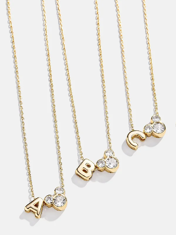 Trendy necklaces and pendants with geometric shapes for a modern aesthetic-Disney Mickey Mouse Initial Necklace - Gold/Pavé