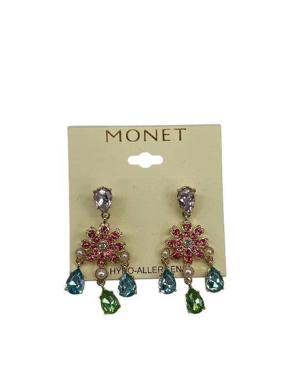 Studded Drop Earrings with Gemstones -Earrings Dangle/drop By Monet