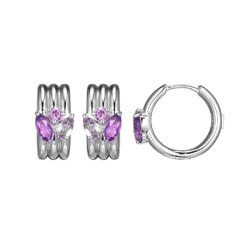 Rhinestone Drop Earrings for Sparkle -Elle Goddess Collection Amethyst Hoop Earrings