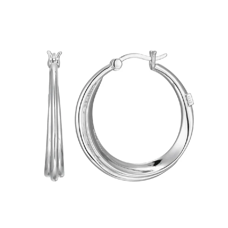 Drop Earrings with Etched Designs -Elle Swirl Collection Hoop Earrings