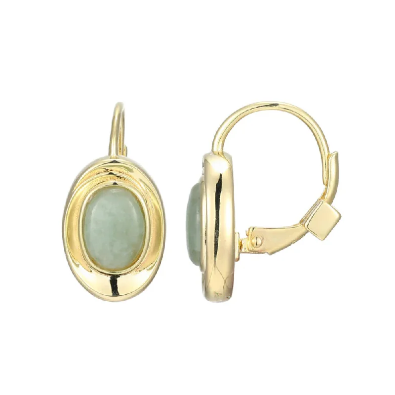 Drop Earrings with Hammered Finish -Elle Swirl Collection Jade Stone Earrings