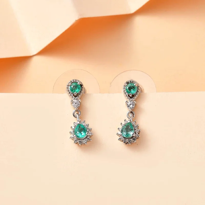 Drop Earrings for Evening Gown -Emerald Rain Drop Earrings