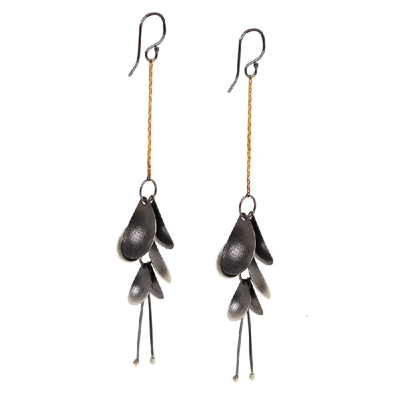 Drop Earrings for Engagement Party -Flower Dangle Oxidized Earrings