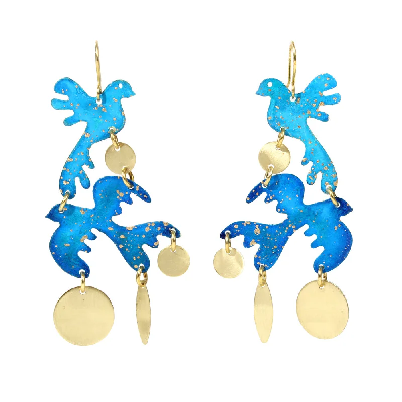 Drop Earrings with Vine Designs -Two Little Birds Ocean Earrings