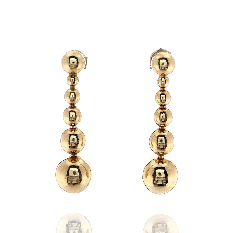 Drop Earrings with Polished Shine -Estate Lagos Caviar Graduated Polished Ball Drop Dangle Earrings