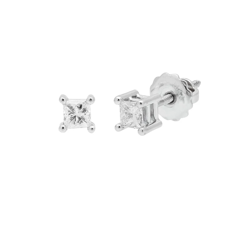 Gemstone Drop Earrings for Color -Estate Princess Diamond Earrings in 14kt White Gold (1/3ct tw)