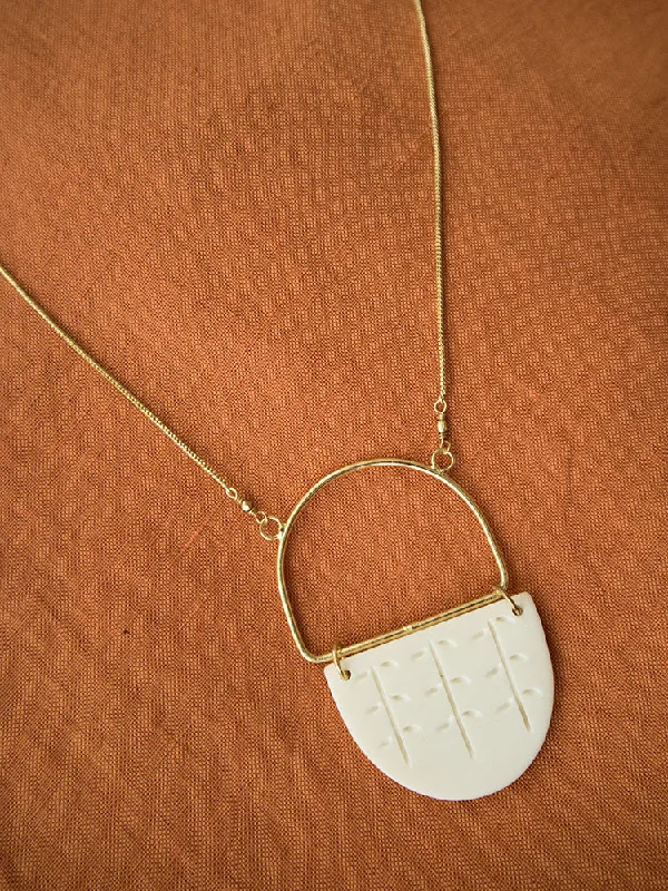 Necklaces and pendants with enamel accents for a colorful, eye-catching appearance-Etched Bone Necklace - White