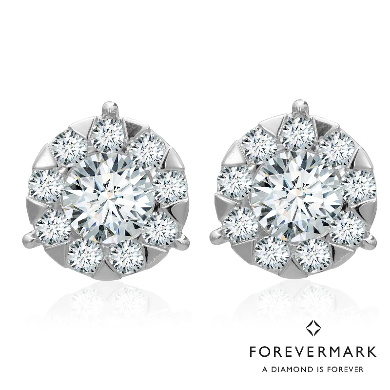 Star Shaped Drop Earrings for Charm -Diamond Bouquet Halo Earrings in 18kt White Gold (1 1/3ct tw)