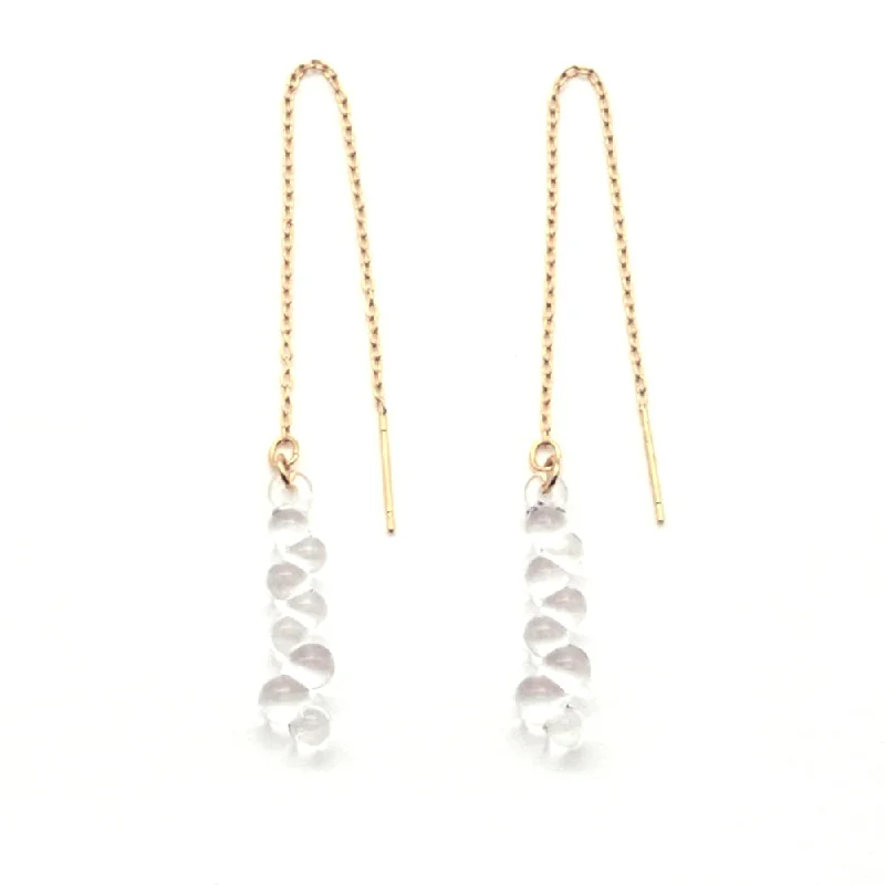 Drop Earrings with Star Motifs -Gloss Water Drops Threader Earrings