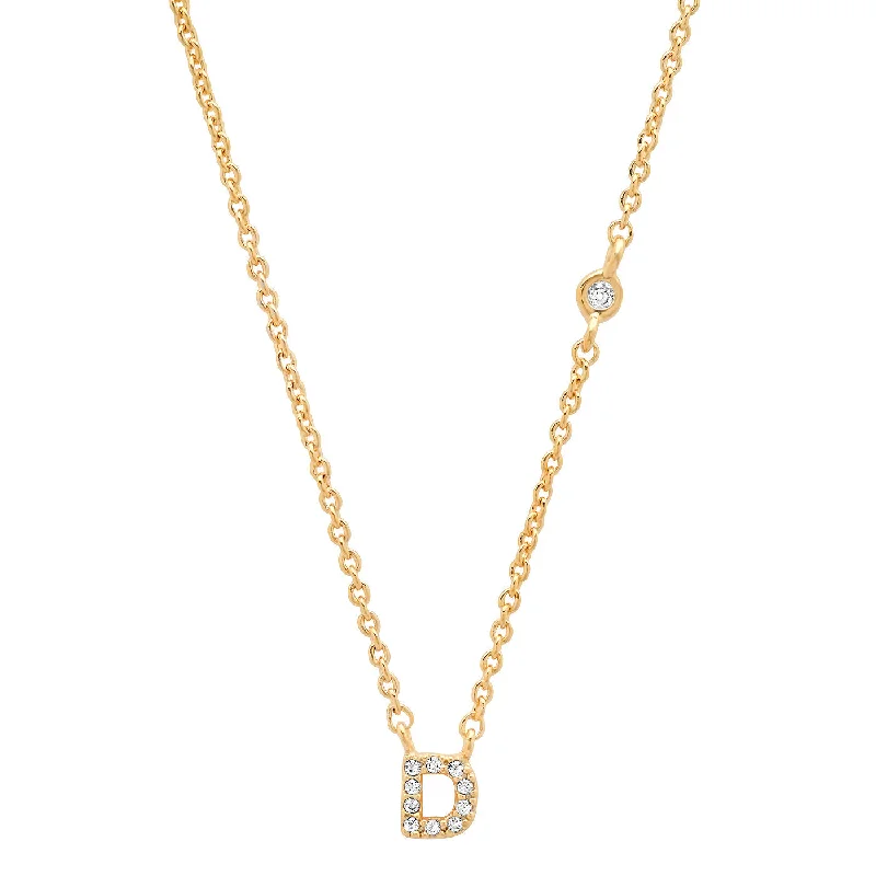 Best necklaces and pendants with emerald gemstones for a rich, sophisticated design-Gold Cubic Zirconia Initial Necklace - D