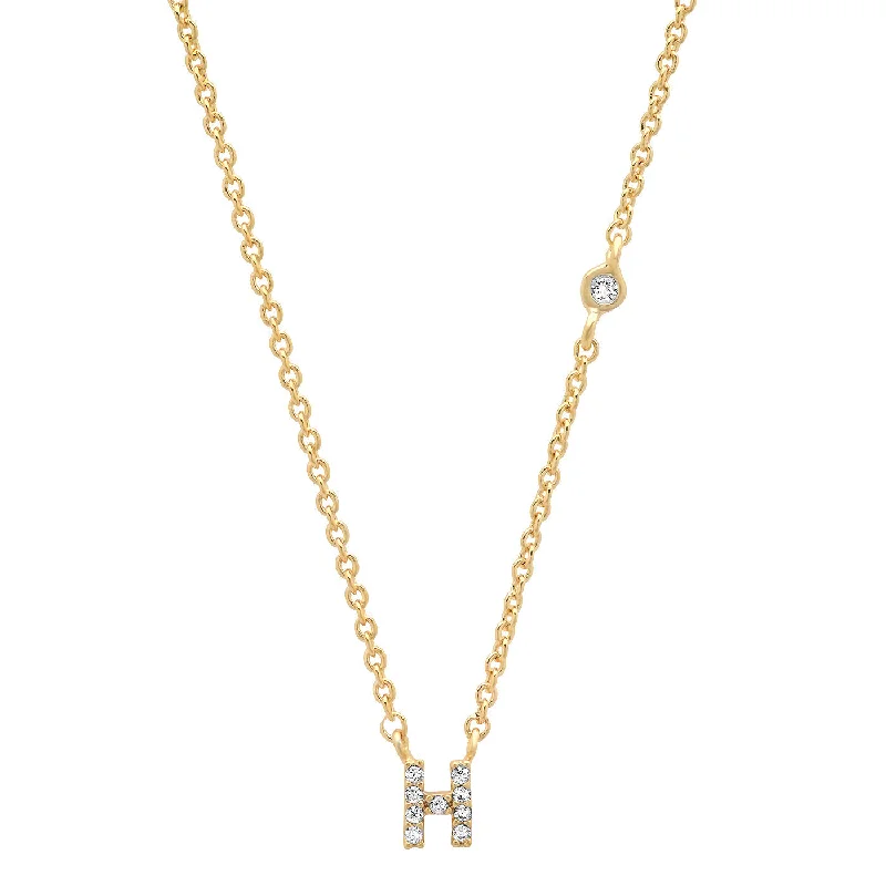 Necklaces and pendants with pearls for a classic and sophisticated touch-Gold Cubic Zirconia Initial Necklace - H