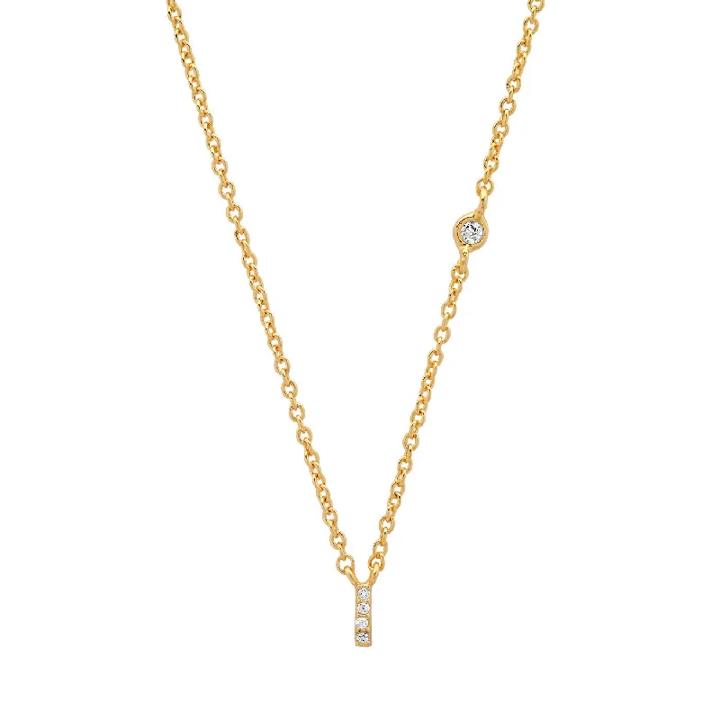 Stunning necklaces and pendants with aquamarine stones for a serene effect-Gold Cubic Zirconia Initial Necklace - I