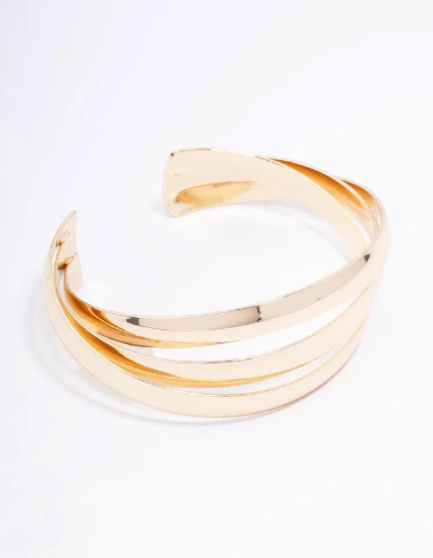 Best necklaces and pendants with butterfly pendants for a delicate, light style-Gold Plated Chunky Twisted Wrist Cuff