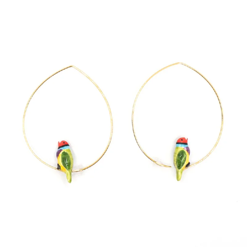 Hypoallergenic Drop Earrings for Sensitive -Gouldian Finch Hoop Earrings