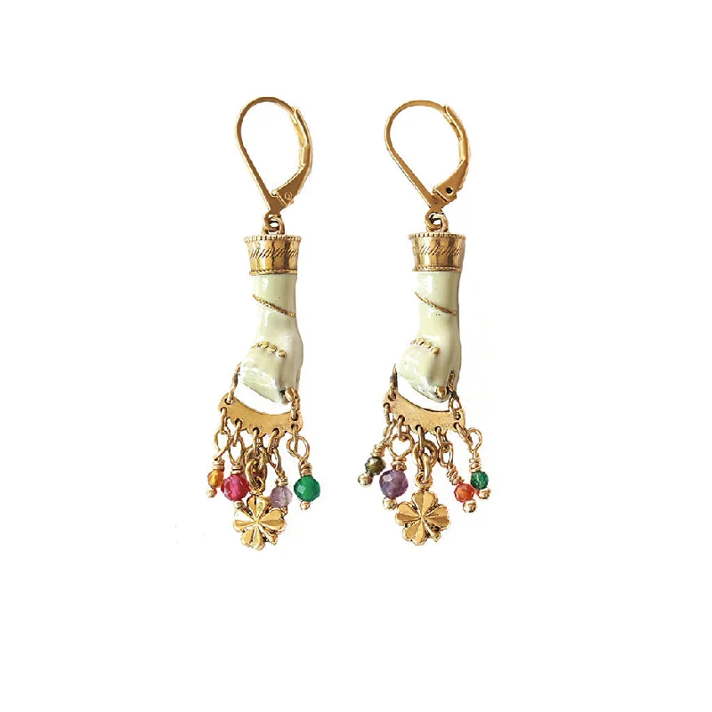 Crystal Drop Earrings for Sparkle -HAND ENAMEL TASSEL EARRINGS