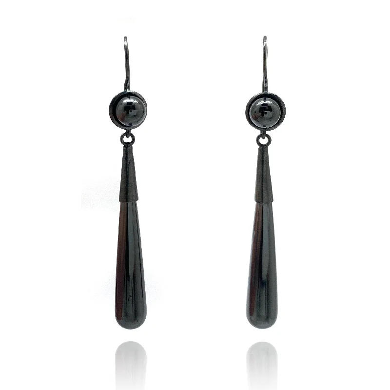 Nickel Free Drop Earrings for Safety -Hematite Dangle Earrings