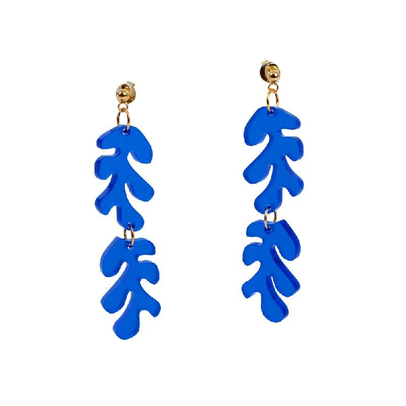 Push Back Drop Earrings for Convenience -Henri Earrings: Cobalt