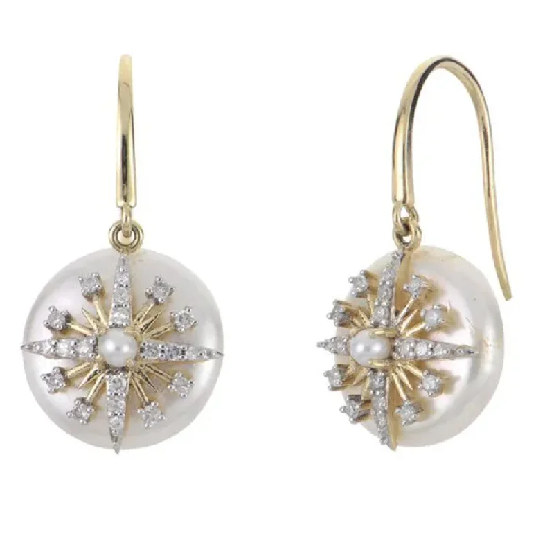 Drop Earrings for Shopping Trip -Imperial-Deltah 14k Gold Pearl Starburst Earrings