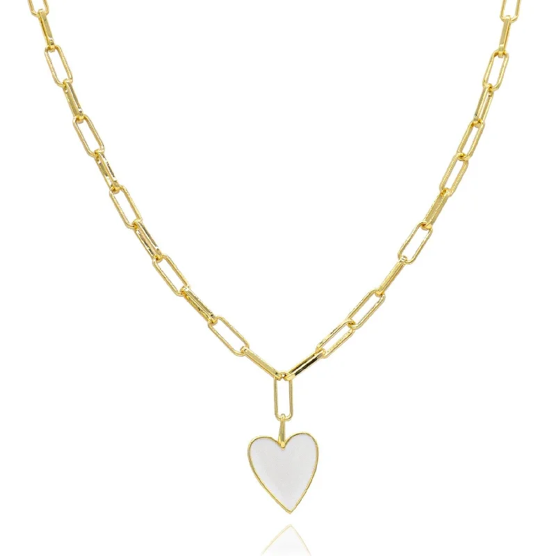 Best necklaces and pendants with minimalist pendants for a sleek, understated look-Jamie Enamel Heart - White