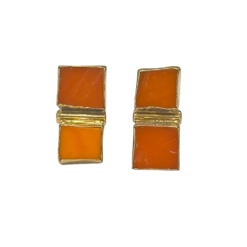 Tarnish Resistant Drop Earrings for Longevity -Jan Mclaughlin Earrings - Double Coral